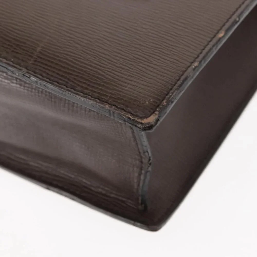 LOEWE Briefcase Leather Dark Brown Auth bs29533